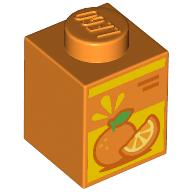 Brick 1 x 1 with Orange Juice Box print (3005pr0010)