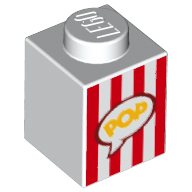Brick 1 x 1 with Popcorn Bucket print (3005pr0014)