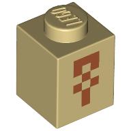 Brick 1 x 1 with Dark orange Minecraft Desert Temple Ankh print (3005pr0034)