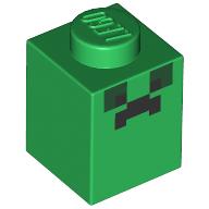 Brick 1 x 1 with Pixelated Back Face (Creeper) print (3005pr0041)