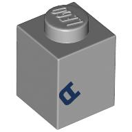 Brick 1 x 1 with Dark Blue 'A' print (3005pr0060)
