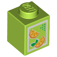 Brick 1 x 1 with Oranges Print [Juice Carton] (3005pr9993)