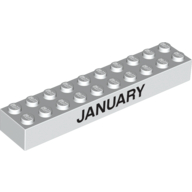 Brick 2 x 10 with Black 'JANUARY' / 'FEBRUARY' Print (3006pr0001)
