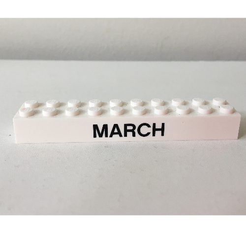 Brick 2 x 10 with Black 'MARCH' / 'APRIL' Print (3006pr0002)