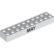 Brick 2 x 10 with Black 'MAY' / 'JUNE' Print (3006pr0003)