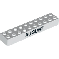 Brick 2 x 10 with Black 'JULY' / 'AUGUST' Print (3006pr0004)