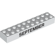 Brick 2 x 10 with Black 'SEPTEMBER' / 'OCTOBER' Print (3006pr0005)