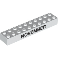 Brick 2 x 10 with Black 'NOVEMBER' / 'DECEMBER' Print (3006pr0006)
