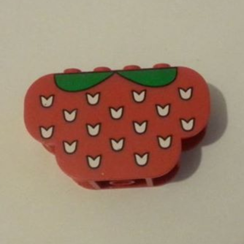 Brick Curved 2 x 6 x 3 Triple Curved Bottom with White Flecks and Green Strawberry Leaves Print (30075pr0002)