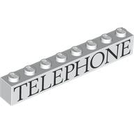 Brick 1 x 8 with Black 'TELEPHONE' print (3008pr0079)