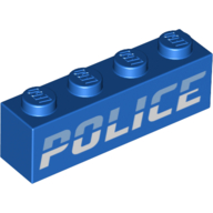 Brick 1 x 4 with Bright Light Blue and White 'POLICE' Print (3010pr0084)