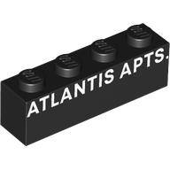 Brick 1 x 4 with 'ATLANTIS APTS' print (3010pr0091)
