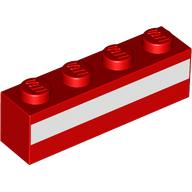 Brick 1 x 4 with White Stripe print (3010pr0102)