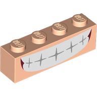 Brick 1 x 4 with Mouth, White Teeth Grin print (3010pr0103)