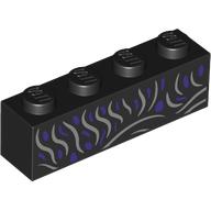 Brick 1 x 4 with Dress, Silver/Dark Purple Decorations print (3010pr0105)