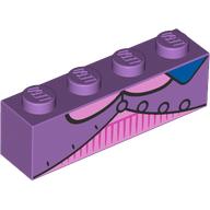 Brick 1 x 4 with Jacket, Bright Pink Sweater, Blue Collar print (3010pr0106)