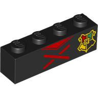 Brick 1 x 4 with Cloak, Red Laces, Hogwarts Crest, Yellow Laces on back print (3010pr0107)