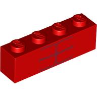 Brick 1 x 4 with 6 Dark Red Stripes Print (Red Hulk Bottom Torso) (3010pr9918)