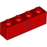 Brick 1 x 4 with 2 Dark Red Stripes Print (Red Hulk Top Torso) (3010pr9919)