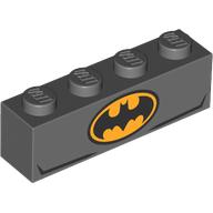 Brick 1 x 4 with Bright Light Orange/Black Batman Logo on One Side, Black Bat, Muscles on Other Side print (3010pr9922)