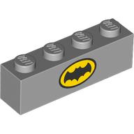 Brick 1 x 4 with Yellow/Black Batman Logo on Both Sides print (3010pr9923)