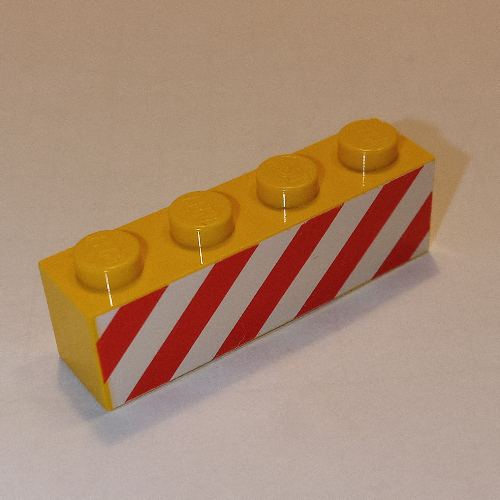 Brick 1 x 4 with Red Danger Stripes on White Background Print (3010pr9970)