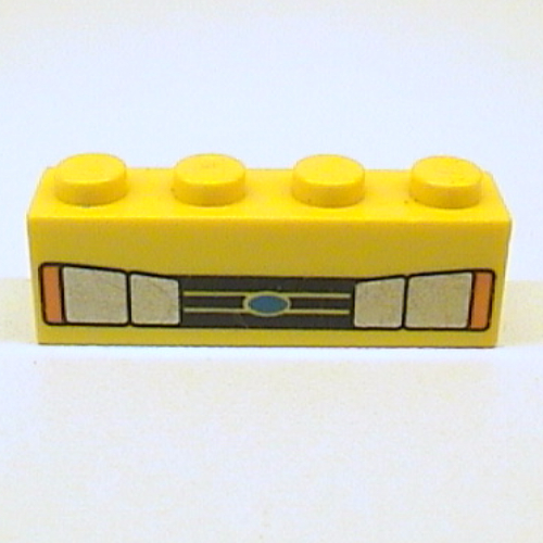 Brick 1 x 4 with Car Headlights and Blue Oval Print (3010pr9981)