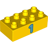 Duplo Brick 2 x 4 with Dark Azure '1' Print (3011pr0037)