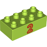 Duplo Brick 2 x 4 with Orange '2' Print (3011pr0038)