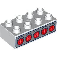 Duplo Brick 2 x 4 with 5 Red Lights, 5 Green Lights on Back print (3011pr1058)