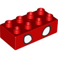 Duplo Brick 2 x 4 with White Eyes print (3011pr9979)