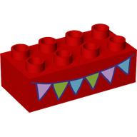 Duplo Brick 2 x 4 with Garlands print (3011pr9981)