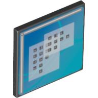 Road Sign Clip-on 2 x 2 Square - Square with Curved Blue Lines and Small Black Squares Print (30258pr0001)