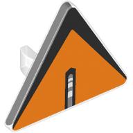 Road Sign Clip-on 2.2 x 2.667 Triangular with Orange Surface, Black Border, Blank Line in Center print (30259pr0012)