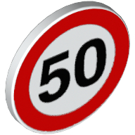Road Sign Clip-on 2 x 2 Round with Speed Limit "50" Print (30261pr0008)