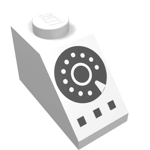 Slope 45° 2 x 1 with Bottom pin, with Black Rotary Dial Print (3040bpr0007)