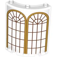 Panel 4 x 4 x 6 Quarter Cylinder with Gold Arched Windows, Dark Red Lattice print (30562pr0010)
