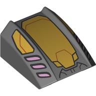 Slope Curved 2 x 2 with Lip, No Studs with Gold Armor Plating, Pink Vents Print (30602pr0038)