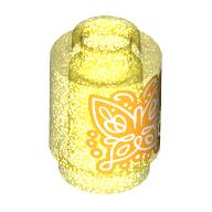 Brick Round 1 x 1 Open Stud with Orange Butterfly Print (3062bpr0047)