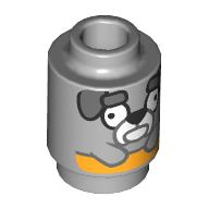 Brick Round 1 x 1 with Dog, Dark Bluish Grey Eyebrows (Jeremey) print (3062bpr0049)
