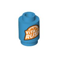 Brick Round 1 x 1 Open Stud with 'VITA RUSH' Logo print (3062bpr9965)