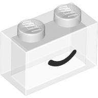 Brick 1 x 2 without Bottom Tube with Black Curved Line / Smile print (3065pr0006)