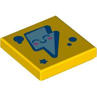 Tile 2 x 2 with Blue/Bright Light Blue Lightning Bolt, Face print (3068bpr0088)