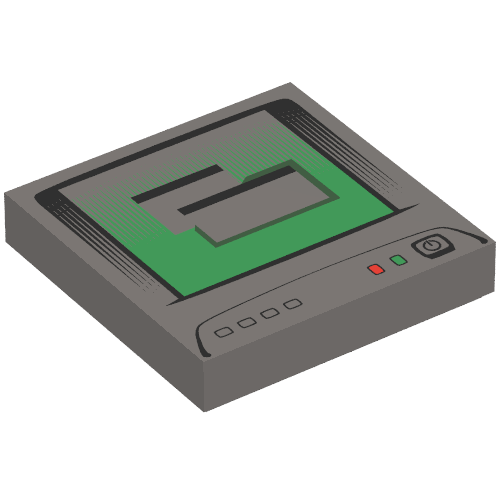 Tile 2 x 2 with Computer Monitor, White Power Switch Icon Print (3068bpr0095)