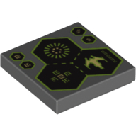 Tile 2 x 2 with 3 Hexagons, Spaceship and Alien Characters Print (3068bpr0199)