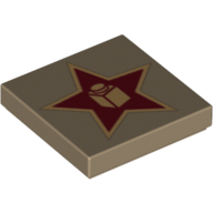 Tile 2 x 2 with Gold Star with Brick in Center Print (3068bpr0215)