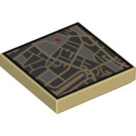 Tile 2 x 2 with Street Level Map and Red 'X' Print (3068bpr0226)