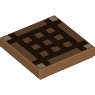 Tile 2 x 2 with Dark Brown Minecraft Grid Print (Crafting Table) (3068bpr0236)