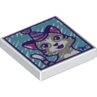 Tile 2 x 2 with Colored Kitten with Party Hat Print (3068bpr0354)
