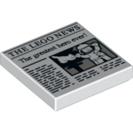 Tile 2 x 2 with 'THE LEGO NEWS' and 'The greatest hero ever!' Print (3068bpr0364)